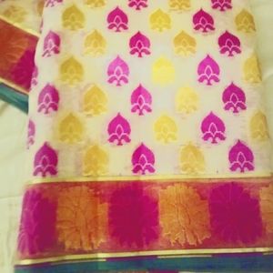 NWT Saree indian outfit organza sari with blouse piece